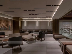 Wood Slat Beverage Shop Interior Layout