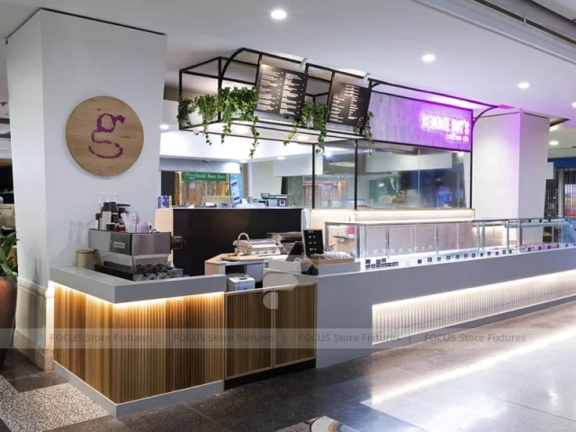 Wood Slat Fast Beverage Service Counter