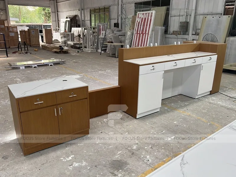 Wood White Beverage Counter Assembly Set