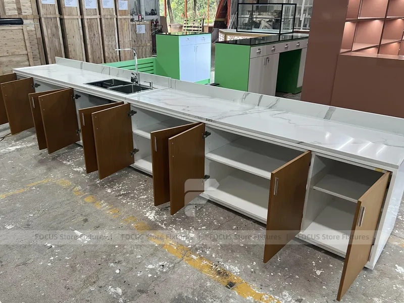 Wood White Beverage Counter Assembly Set