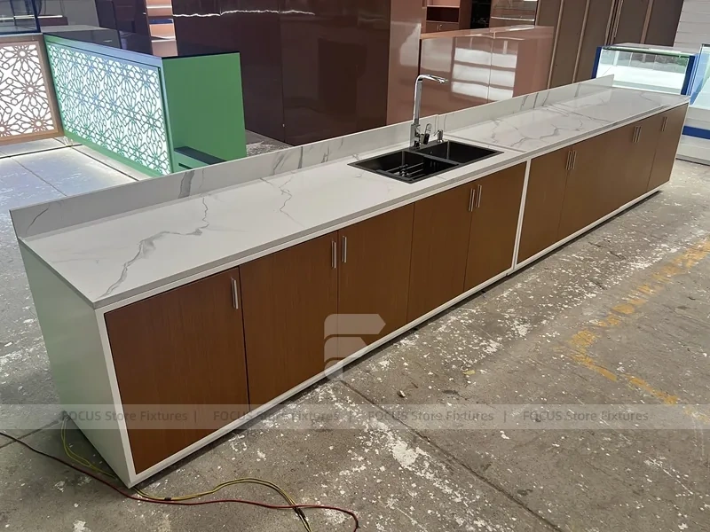 Wood White Beverage Counter Assembly Set
