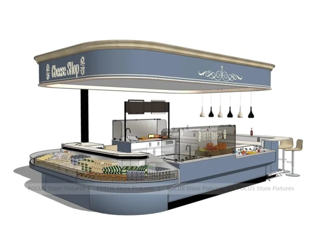 Wood White Bubble Tea Shop Counter