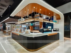 Wood White Coffee Island Bar Layout
