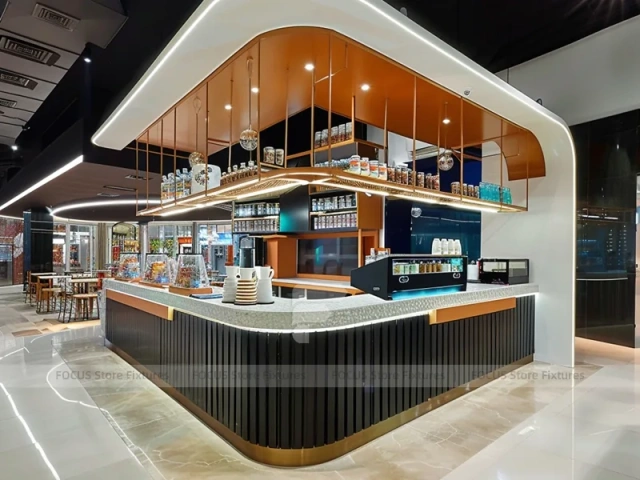 Wood White Coffee Island Bar Layout