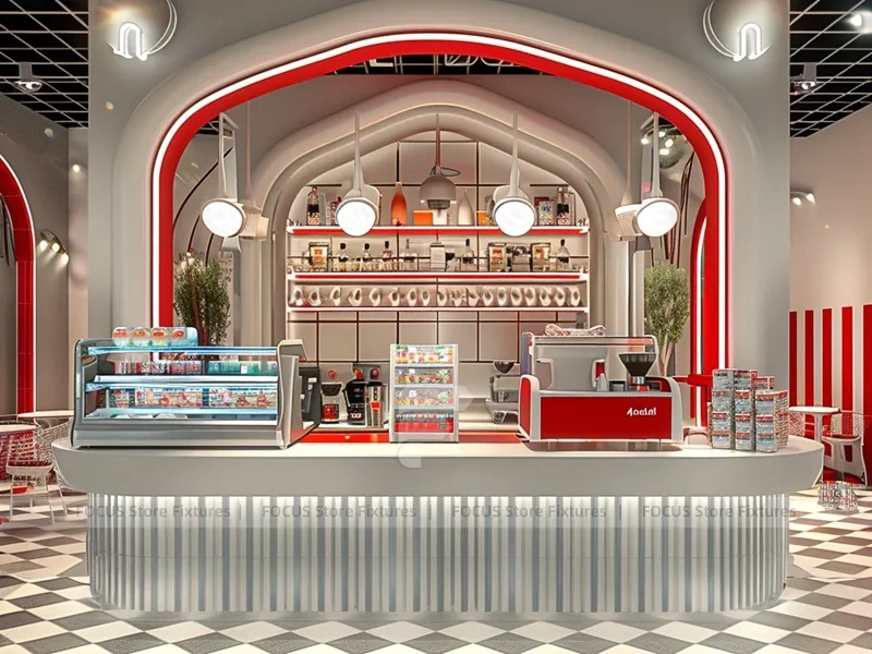 Wood White Coffee Island Bar Layout