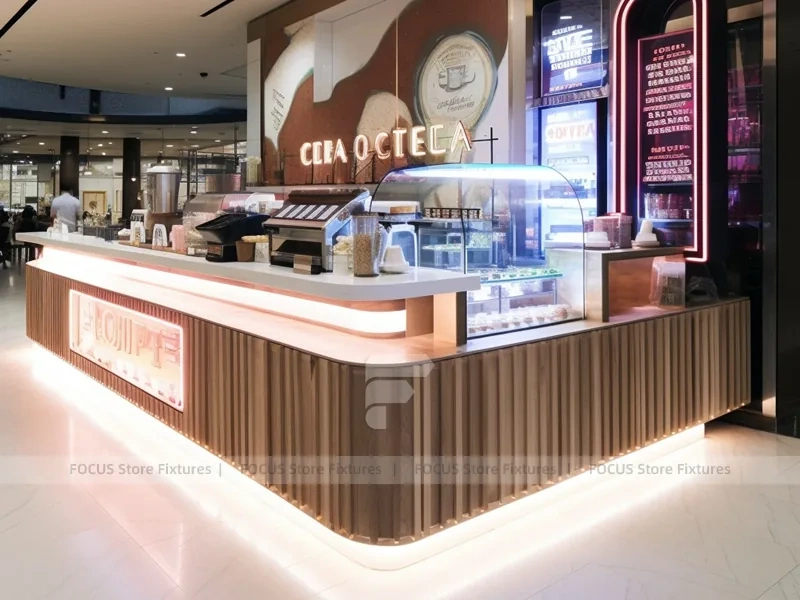 Wood White Coffee Island Bar Layout