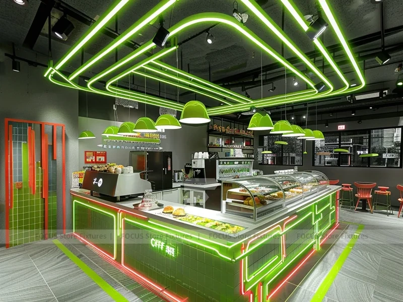 Wood White Coffee Island Bar Layout