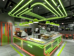 Wood White Coffee Island Bar Layout