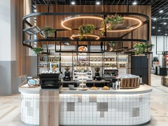 Wood White Coffee Island Kiosk