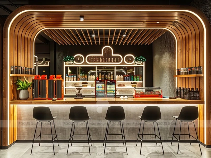 Wood White Coffee Island Kiosk