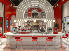 Wood White Coffee Island Kiosk
