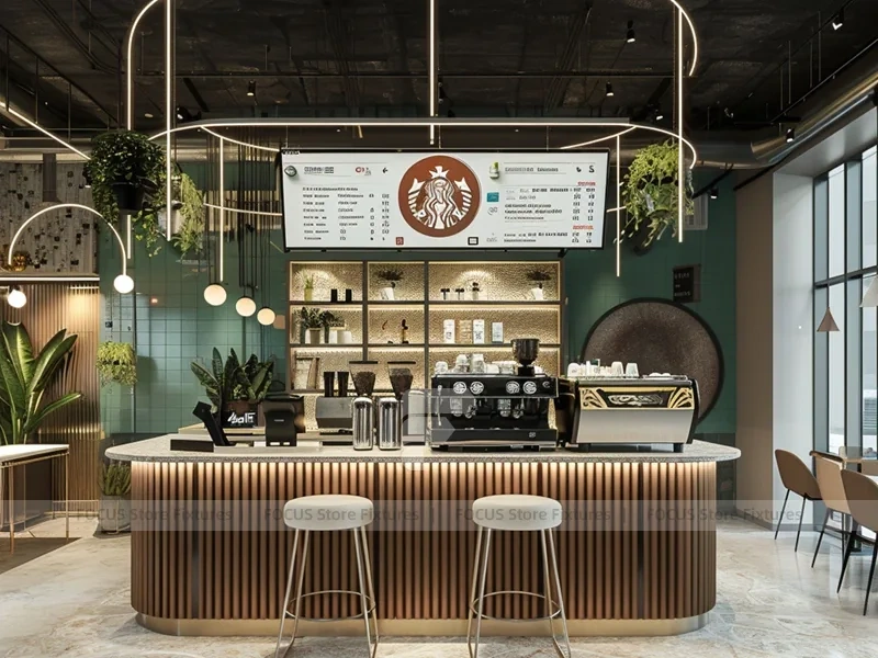Wood White Coffee Island Kiosk