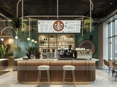 Wood White Coffee Island Kiosk