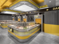 Yellow Beverage Kiosk Corner Store Layout