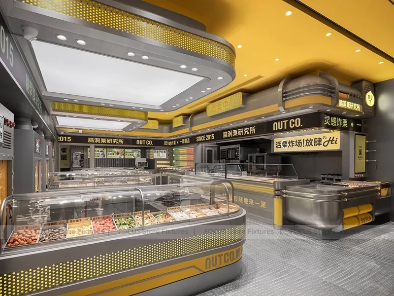 Yellow Beverage Kiosk Corner Store Layout