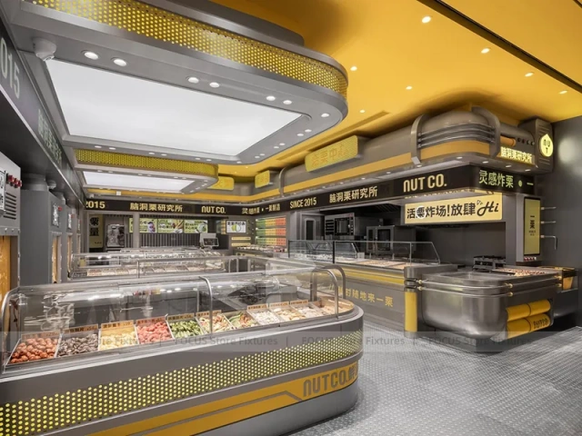 Yellow Beverage Kiosk Corner Store Layout