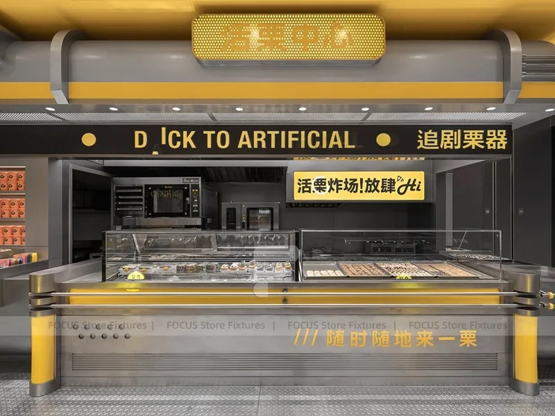 Yellow Beverage Kiosk Corner Store Layout