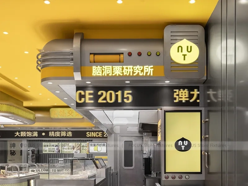 Yellow Beverage Kiosk Corner Store Layout