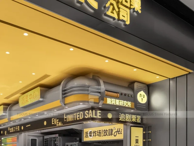 Yellow Beverage Kiosk Corner Store Layout