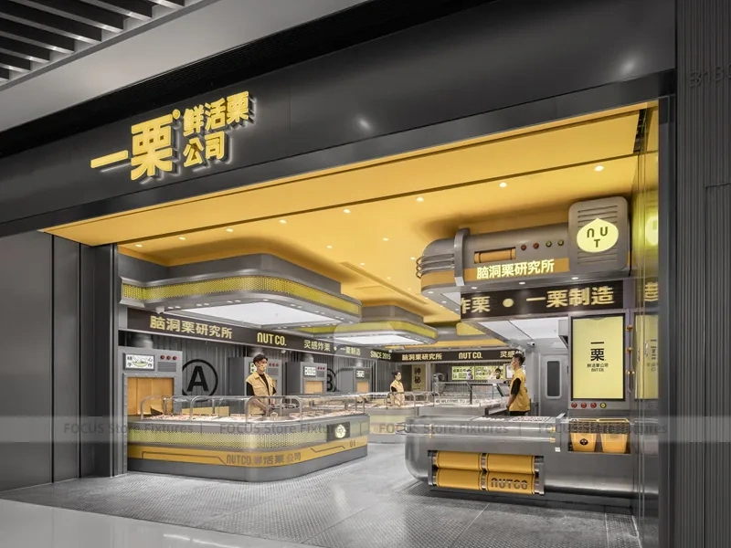 Yellow Beverage Kiosk Corner Store Layout