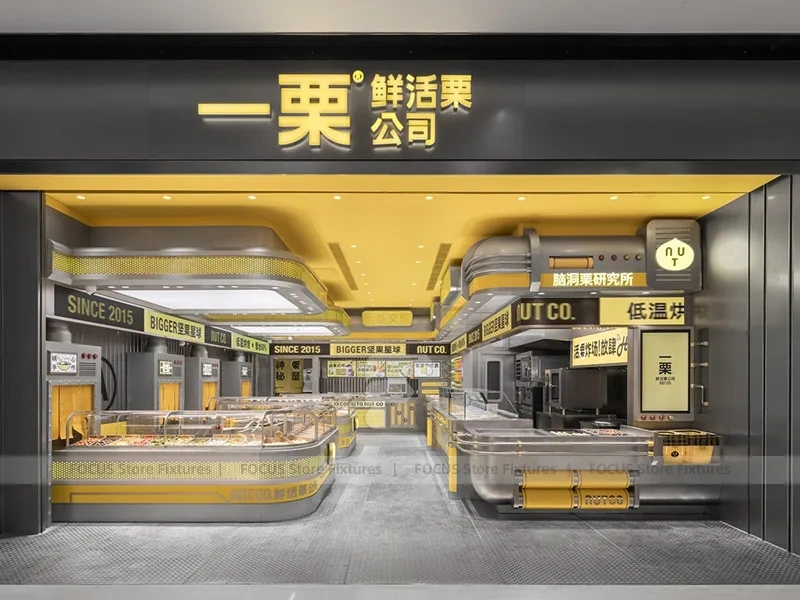 Yellow Beverage Kiosk Corner Store Layout