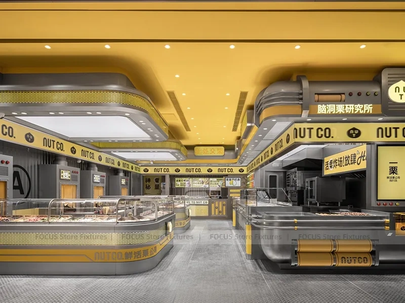 Yellow Beverage Kiosk Corner Store Layout