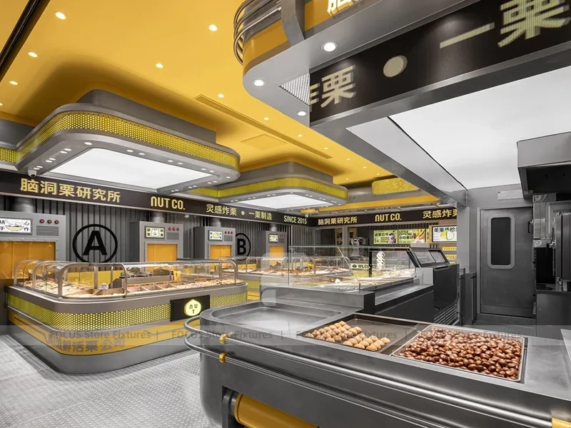 Yellow Beverage Kiosk Corner Store Layout