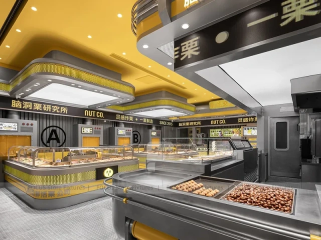 Yellow Beverage Kiosk Corner Store Layout