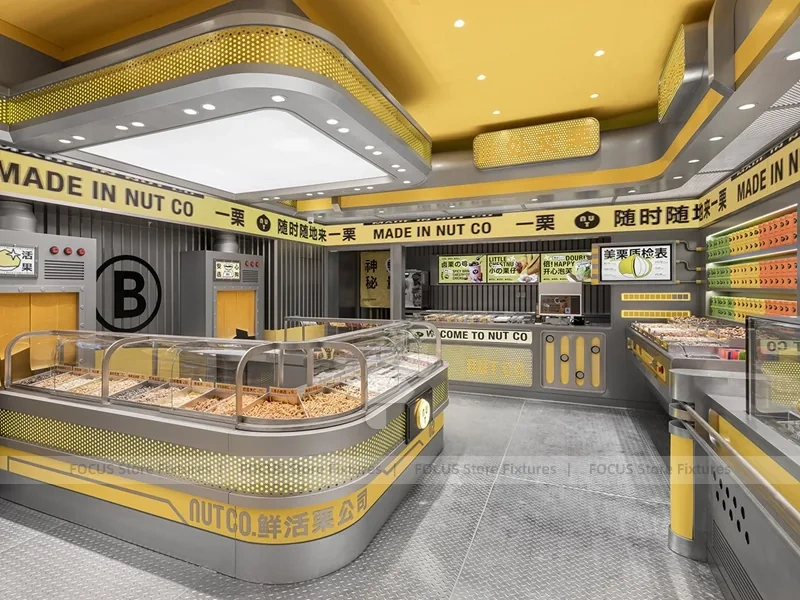 Yellow Beverage Kiosk Corner Store Layout