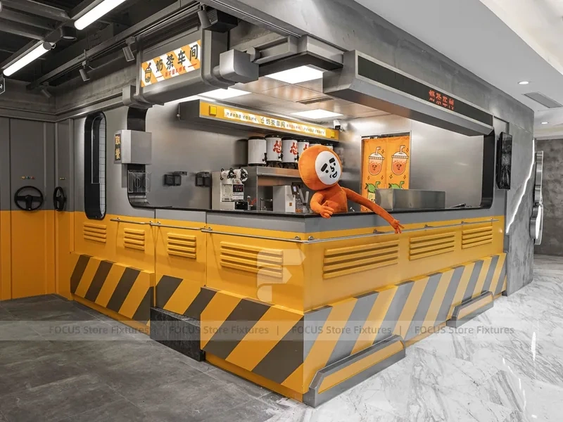 Yellow Industrial Beverage Kiosk Counter