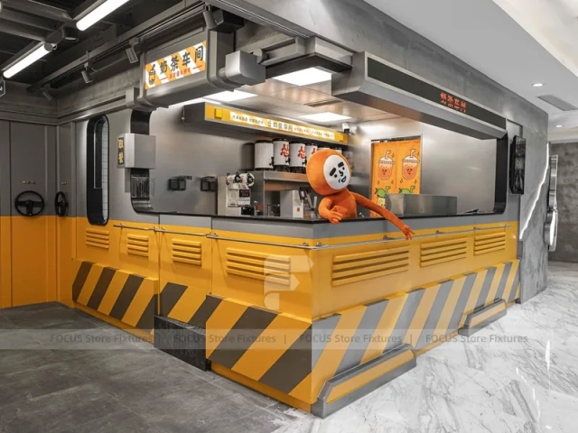 Yellow Industrial Beverage Kiosk Counter
