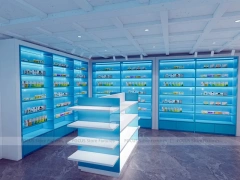 Aqua Blue Pharmacy Shelving and White Counter System