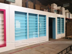 Aqua Pink Pharmacy Wall Shelving Fixture Set