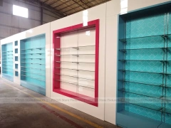 Aqua Pink Pharmacy Wall Shelving Fixture Set