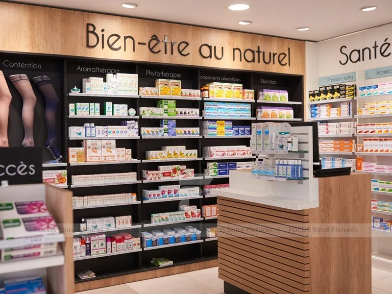 Black Beige Natural Health Pharmacy Wall Display
