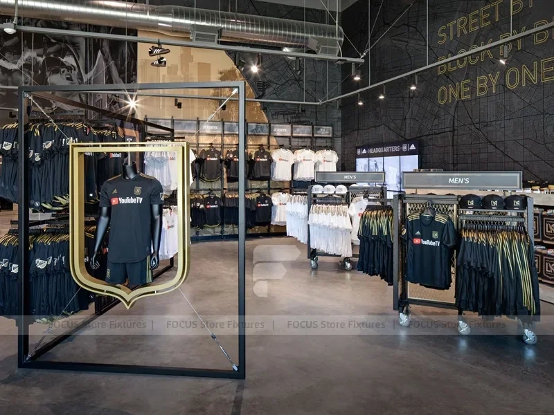 Black Cap Wall Rack Display with Checkout Sign