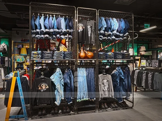Black Grid Window Apparel Display