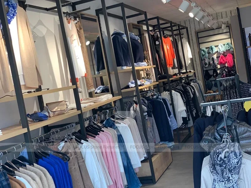 Black Metal Apparel Hanging Rack Wall System