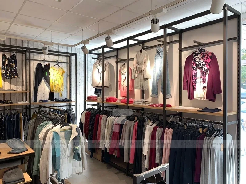 Black Metal Apparel Hanging Rack Wall System