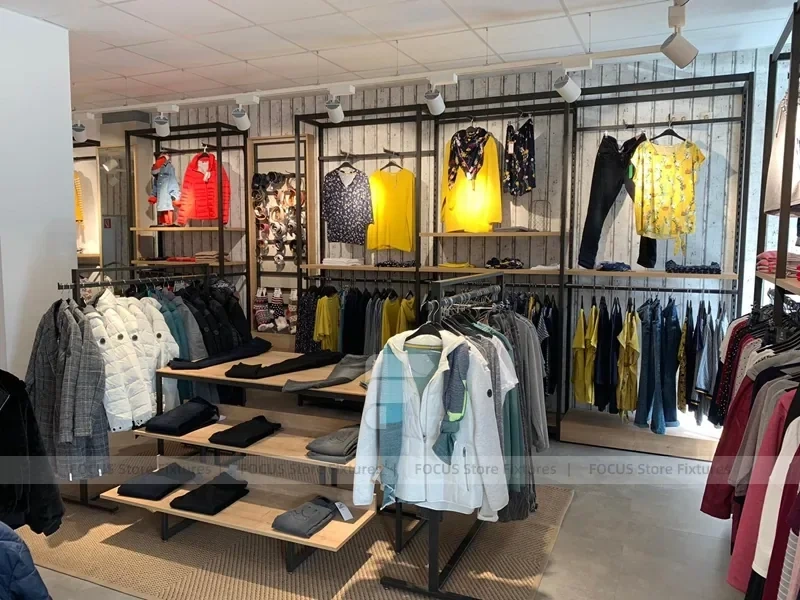 Black Metal Apparel Hanging Rack Wall System
