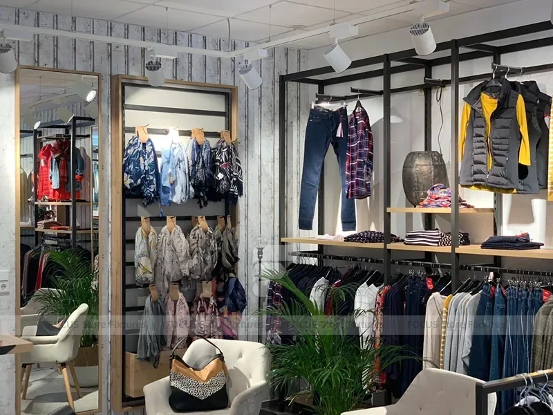Black Metal Apparel Hanging Rack Wall System