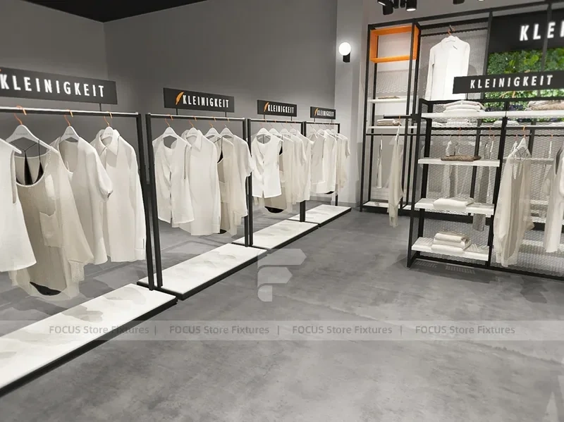 Black Metal Freestanding Apparel Rack System