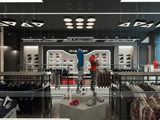 Black White Athletic Apparel Store Interior Display