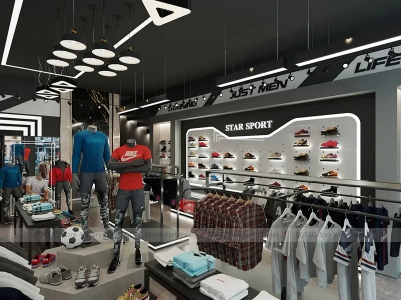 Black White Athletic Apparel Store Interior Display
