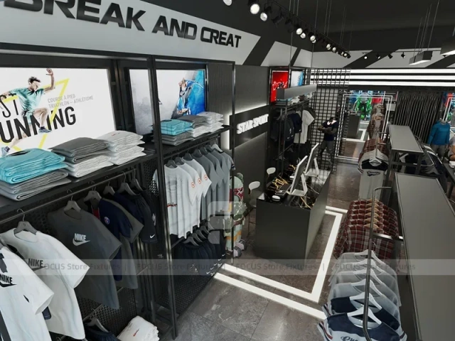 Black White Athletic Apparel Store Interior Display