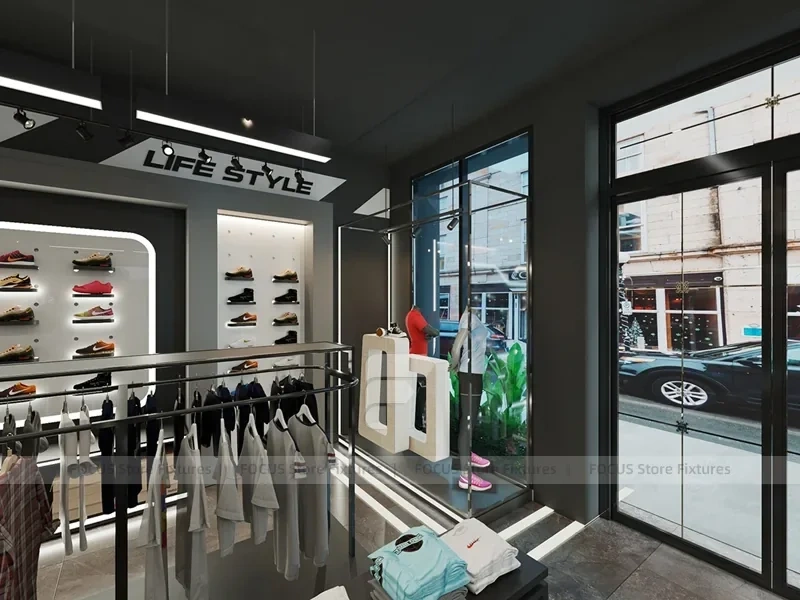 Black White Athletic Apparel Store Interior Display