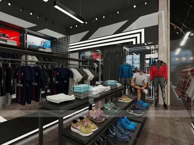 Black White Athletic Apparel Store Interior Display