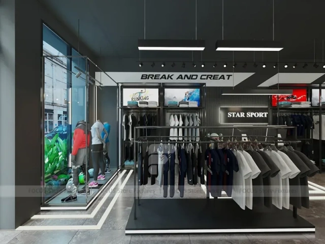 Black White Athletic Apparel Store Interior Display