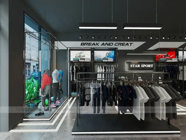 Black White Athletic Apparel Store Interior Display