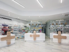 Black White Dermocosmetic Pharmacy Interior and Storefront